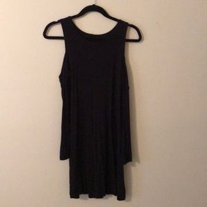 Black mini dress with cold shoulder detail